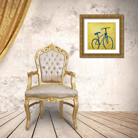 BLUE BIKE Gold Ornate Wood Framed Art Print with Double Matting by Atelier B Art Studio