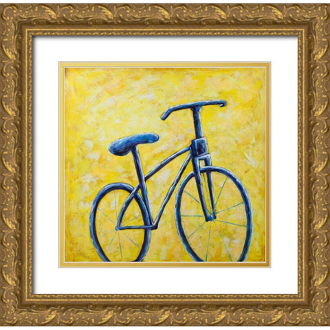 BLUE BIKE Gold Ornate Wood Framed Art Print with Double Matting by Atelier B Art Studio