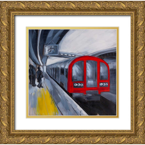 People Waiting for the Metro Gold Ornate Wood Framed Art Print with Double Matting by Atelier B Art Studio