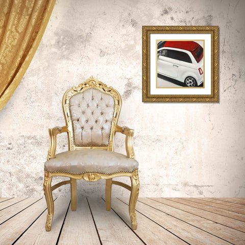 ITALIAN RED AND WHITE CAR Gold Ornate Wood Framed Art Print with Double Matting by Atelier B Art Studio