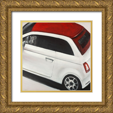 ITALIAN RED AND WHITE CAR Gold Ornate Wood Framed Art Print with Double Matting by Atelier B Art Studio