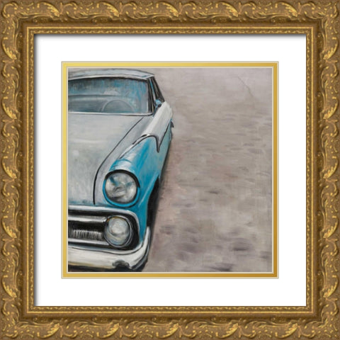 Old Classic Car Gold Ornate Wood Framed Art Print with Double Matting by Atelier B Art Studio