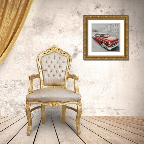 Vintage Classic Car Gold Ornate Wood Framed Art Print with Double Matting by Atelier B Art Studio