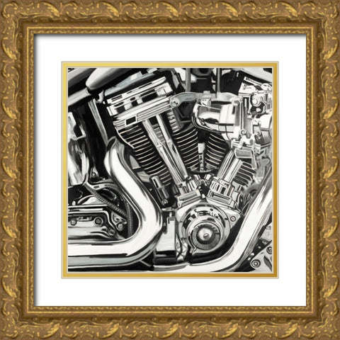 Mechanism of a Motorcycle Gold Ornate Wood Framed Art Print with Double Matting by Atelier B Art Studio