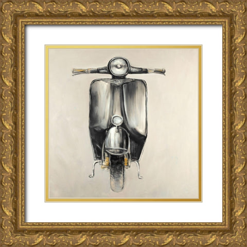Small Black Moped Gold Ornate Wood Framed Art Print with Double Matting by Atelier B Art Studio