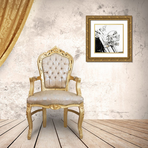 Motorcycle light Gold Ornate Wood Framed Art Print with Double Matting by Atelier B Art Studio
