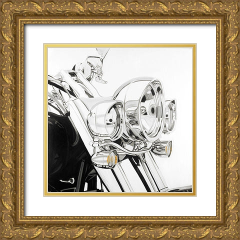 Motorcycle light Gold Ornate Wood Framed Art Print with Double Matting by Atelier B Art Studio