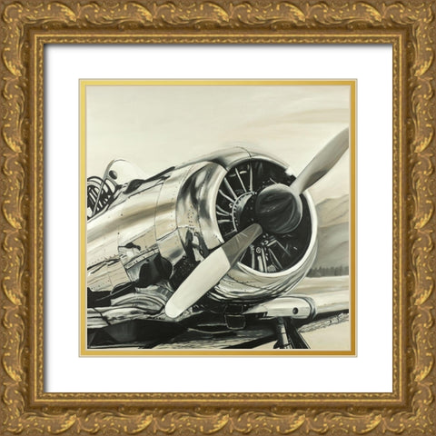 Vintage Aircraft Gold Ornate Wood Framed Art Print with Double Matting by Atelier B Art Studio