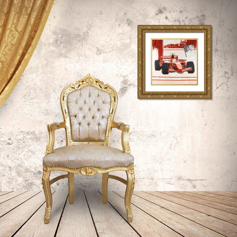 Formule 1 Car Gold Ornate Wood Framed Art Print with Double Matting by Atelier B Art Studio