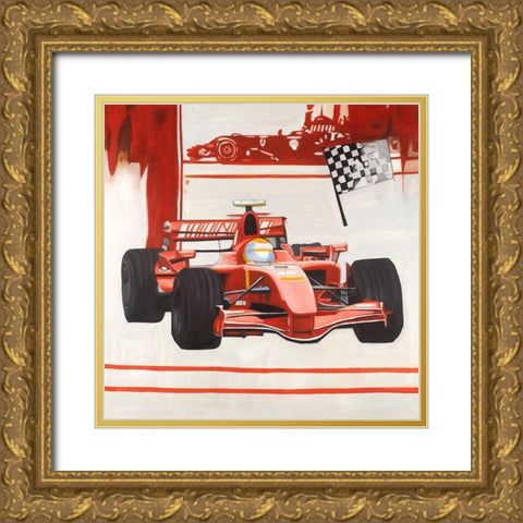 Formule 1 Car Gold Ornate Wood Framed Art Print with Double Matting by Atelier B Art Studio