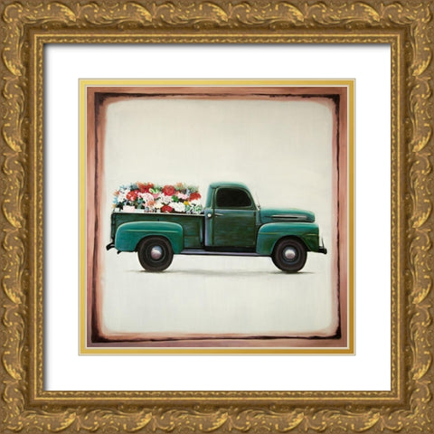 Flowers fram truck Gold Ornate Wood Framed Art Print with Double Matting by Atelier B Art Studio