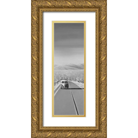 Car on the Road Again Gold Ornate Wood Framed Art Print with Double Matting by Atelier B Art Studio