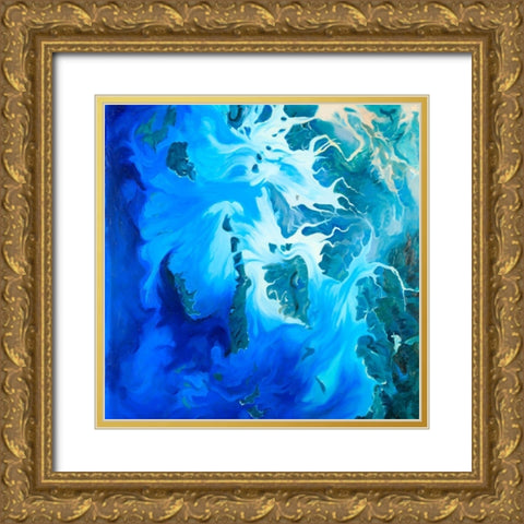Satellite View of the Mergui Islands Gold Ornate Wood Framed Art Print with Double Matting by Atelier B Art Studio