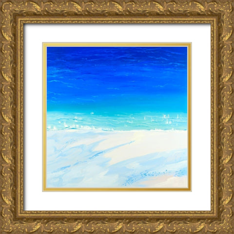Satellite View of the Ocean Gold Ornate Wood Framed Art Print with Double Matting by Atelier B Art Studio