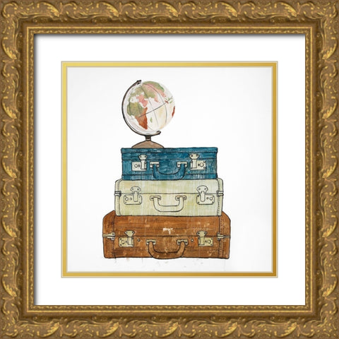 GO AROUND THE WORLD Gold Ornate Wood Framed Art Print with Double Matting by Atelier B Art Studio