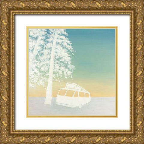 CAMPING Gold Ornate Wood Framed Art Print with Double Matting by Atelier B Art Studio