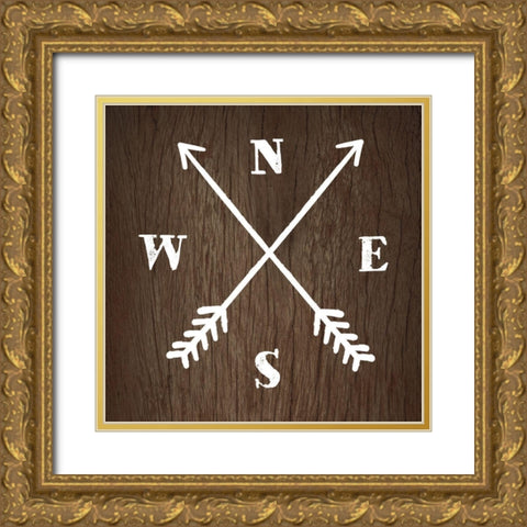 CARDINAL POINTS Gold Ornate Wood Framed Art Print with Double Matting by Atelier B Art Studio