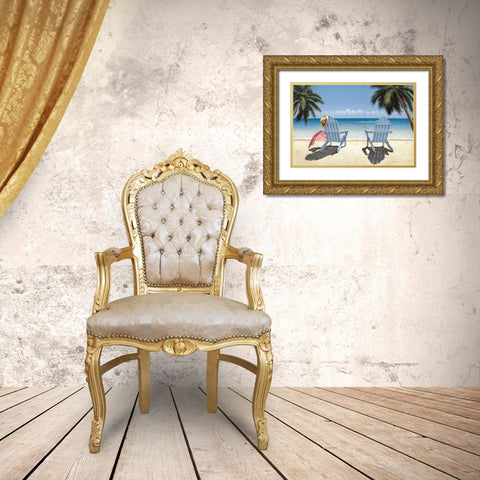 Cocktails for Two Gold Ornate Wood Framed Art Print with Double Matting by Pollera, Daniel