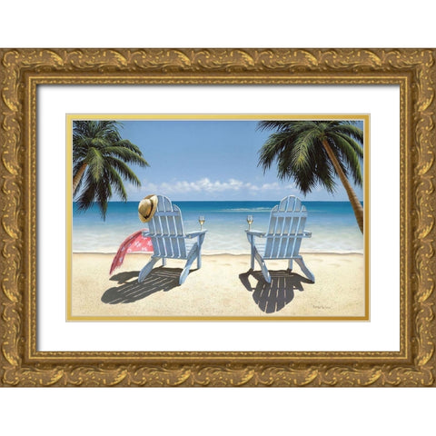Cocktails for Two Gold Ornate Wood Framed Art Print with Double Matting by Pollera, Daniel