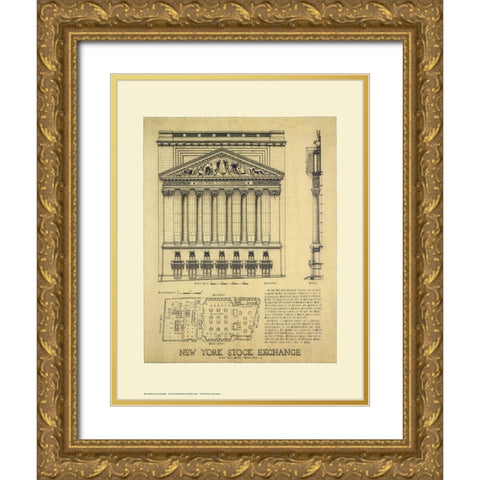 New York Stock Exchange Gold Ornate Wood Framed Art Print with Double Matting by Vilar, Roger