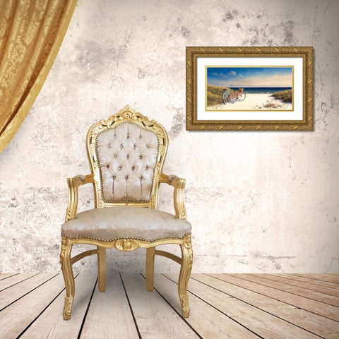 Hampton Bikes Gold Ornate Wood Framed Art Print with Double Matting by Pollera, Daniel