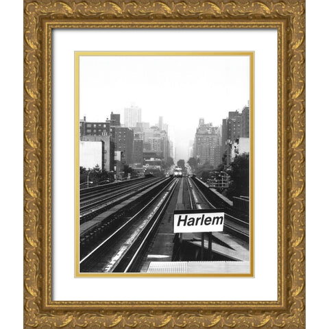 Next Stop Harlem Gold Ornate Wood Framed Art Print with Double Matting by Fisch, Ellen
