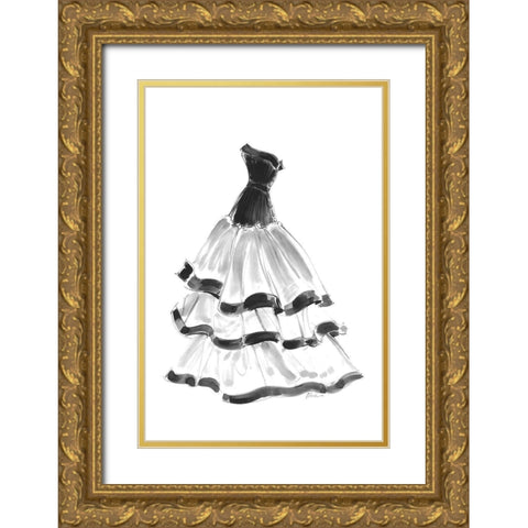 Evening Gown with Ruffles Gold Ornate Wood Framed Art Print with Double Matting by Amico, Tina