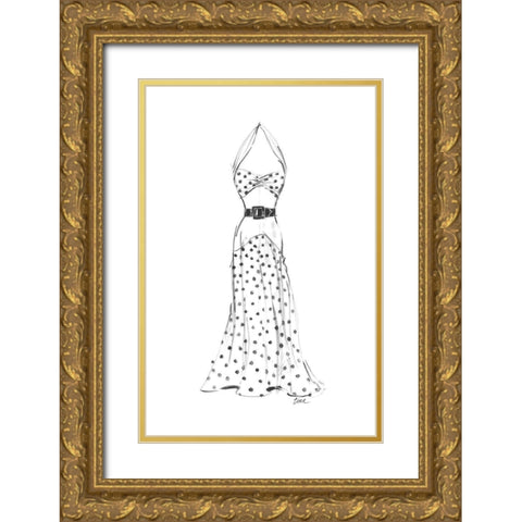 Dress in Polka Dots Gold Ornate Wood Framed Art Print with Double Matting by Amico, Tina