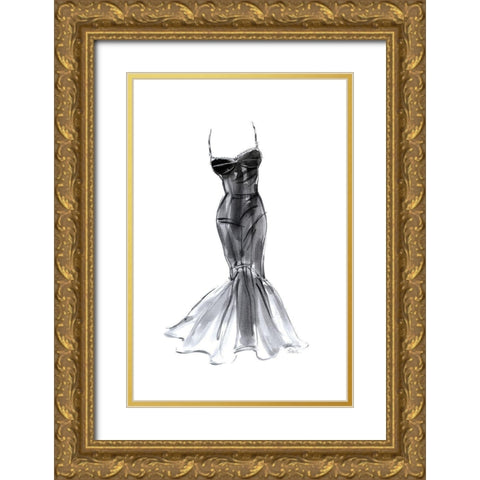 Black Dress With Flair Gold Ornate Wood Framed Art Print with Double Matting by Amico, Tina
