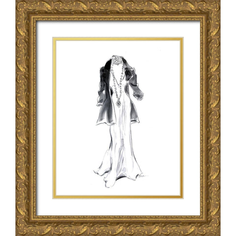 Black Jacket with Necklace Gold Ornate Wood Framed Art Print with Double Matting by Amico, Tina