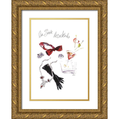 La Soirée de Cocktails Gold Ornate Wood Framed Art Print with Double Matting by Amico, Tina