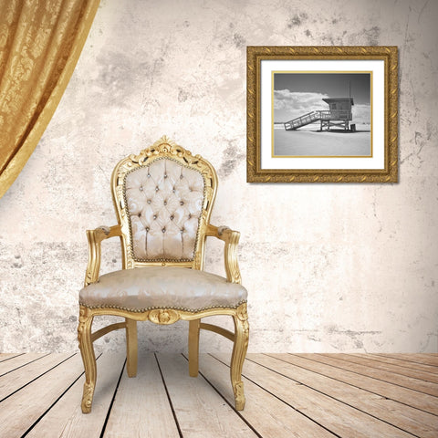 Santa Monica Beach in Color Gold Ornate Wood Framed Art Print with Double Matting by Anonymous