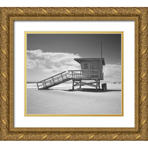 Santa Monica Beach in Color Gold Ornate Wood Framed Art Print with Double Matting by Anonymous