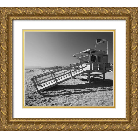 California Lifeguard Stand Gold Ornate Wood Framed Art Print with Double Matting by Anonymous