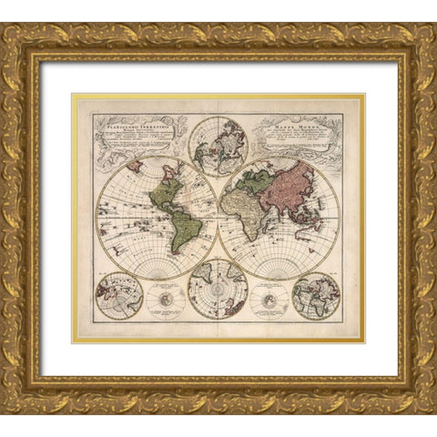Mappa Universalis Gold Ornate Wood Framed Art Print with Double Matting by Lowitz, G.M.