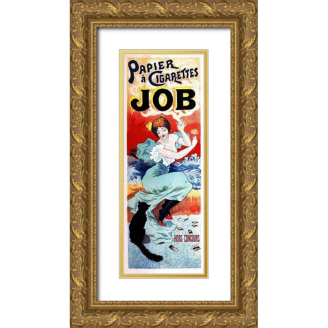 Papier A Cigarettes Gold Ornate Wood Framed Art Print with Double Matting by Cheret, Jules
