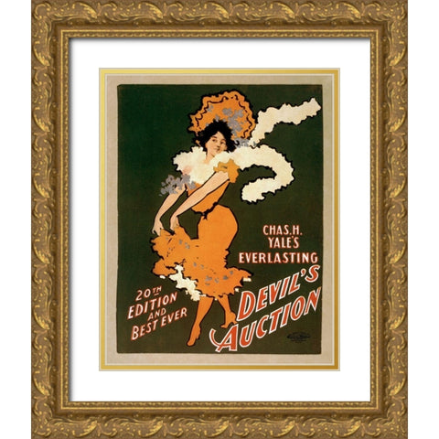 Devil Gold Ornate Wood Framed Art Print with Double Matting by Vintage Printery