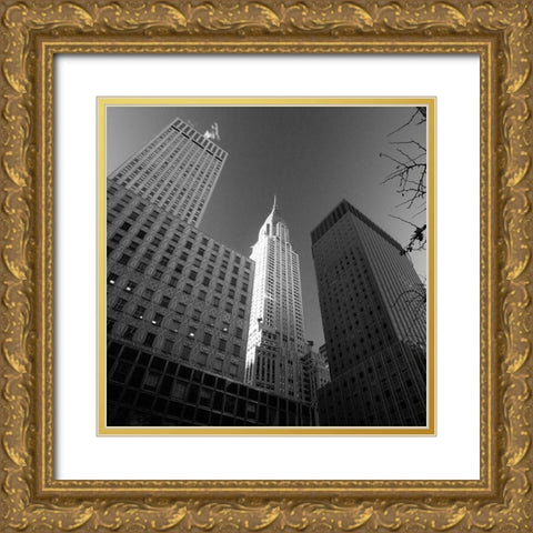 Chrysler Building Perspective Gold Ornate Wood Framed Art Print with Double Matting by Graciet, Stephane