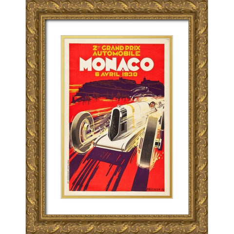 Monaco 1930 Gold Ornate Wood Framed Art Print with Double Matting by Falcuccci, Robert
