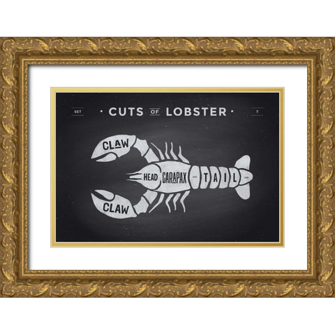 Cuts of Lobster Gold Ornate Wood Framed Art Print with Double Matting by Foxys Graphics
