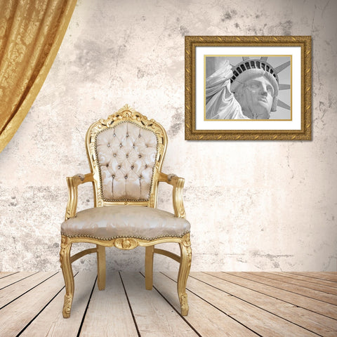 Lady Liberty Portrait Gold Ornate Wood Framed Art Print with Double Matting by Anonymous