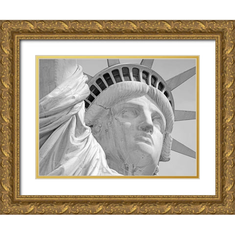Lady Liberty Portrait Gold Ornate Wood Framed Art Print with Double Matting by Anonymous