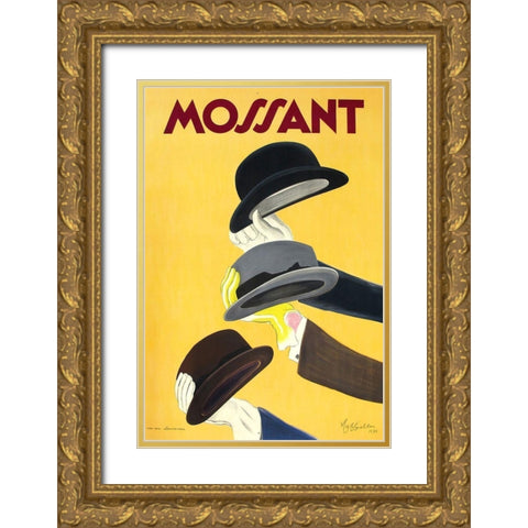 Mossant Hats Gold Ornate Wood Framed Art Print with Double Matting by Cappiello,Leonetto