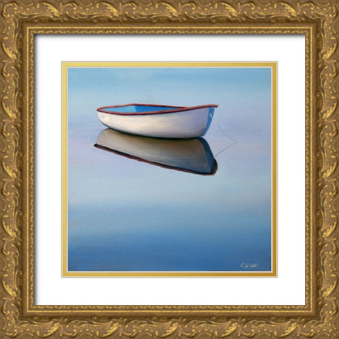 Moored Rowboat II Gold Ornate Wood Framed Art Print with Double Matting by Saxe, Carol