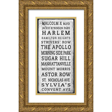 Harlem Signage 1 Gold Ornate Wood Framed Art Print with Double Matting by Anonymous
