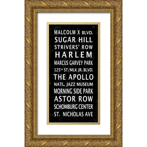 Harlem Signage 2 Gold Ornate Wood Framed Art Print with Double Matting by Anonymous