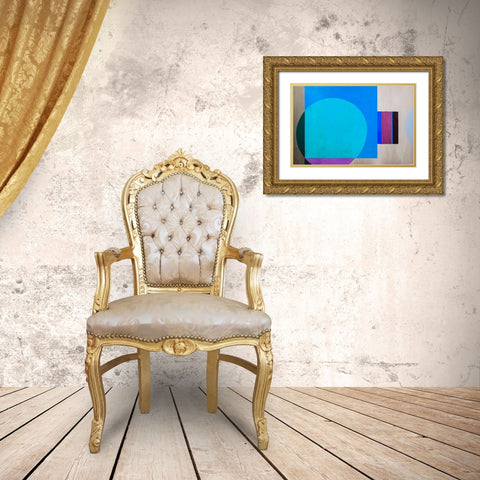 Geometric Abstract of circles and squares Gold Ornate Wood Framed Art Print with Double Matting by Anonymous