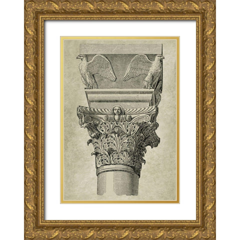 Italian Renaissance Column Gold Ornate Wood Framed Art Print with Double Matting by Anonymous