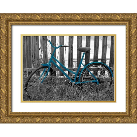 Teal Bike I. Gold Ornate Wood Framed Art Print with Double Matting by Anonymous
