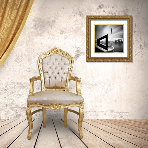 The Shard From Across the Thames Gold Ornate Wood Framed Art Print with Double Matting by Marekkijevsky